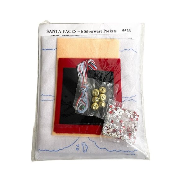 Design Works Crafts Santa Face Silverware Pockets Makes 6 Pockets 5526 New! - Picture 2 of 2